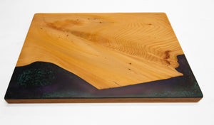 Chopping Board with Opalised Blue and Green Resin Top